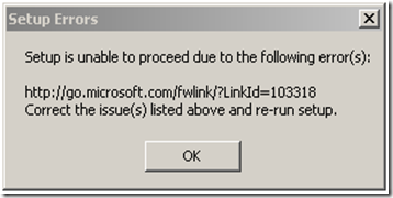 Come Across: SharePoint Setup is unable to proceed due to the following ...